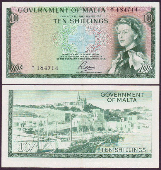 1963 Malta 10 Shillings L001352